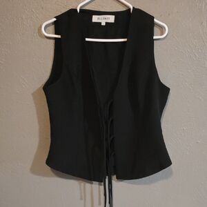 Elliatt Black Sleeveless Vest with Lace-Up Detail